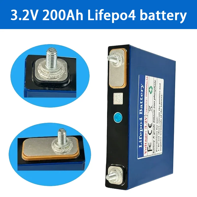 New3.2V 100% Capacity 200AH LiFePO4 Battery Rechargeable Cells for Solar Energy DIY Lithium Battery Pack Home Power 12V in Stock