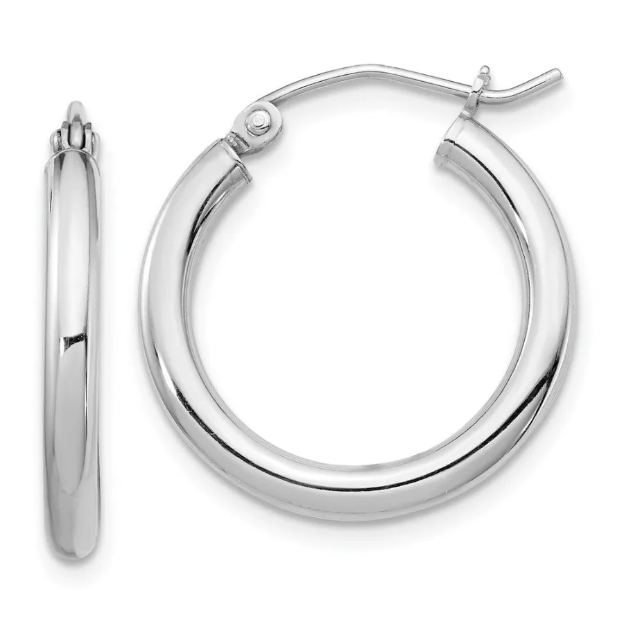 

Sterling Silver Rhodiumplated 2.5mm Round Hoop Earrings