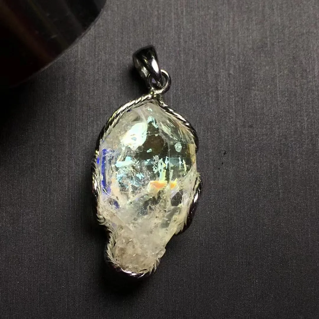 Unit One Piece 925 Silver With Wholesale Natural Oil Gall Herkimer Diamond Crystal Healing Pendant