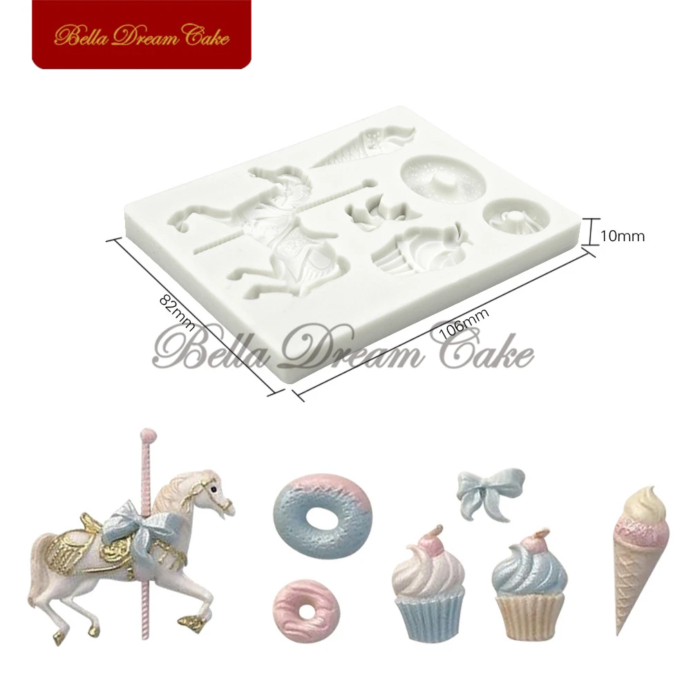 3D Carousel Dessert Silicone Mold Fondant Chocolate Mould DIY Handmade Clay Soap Molds Cake Decorating Tools Baking Accessories