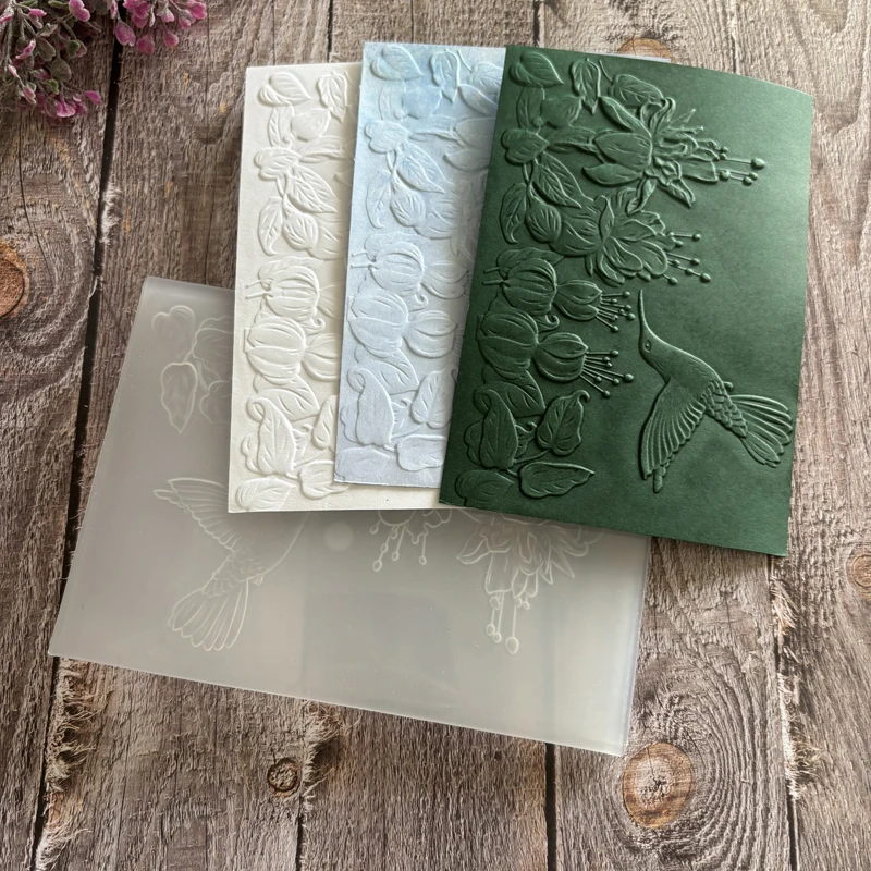 New 3d Relief Folder And Mold - Hummingbird In Flight For Handcrafted Letter Background Greeting Card Scrapbook