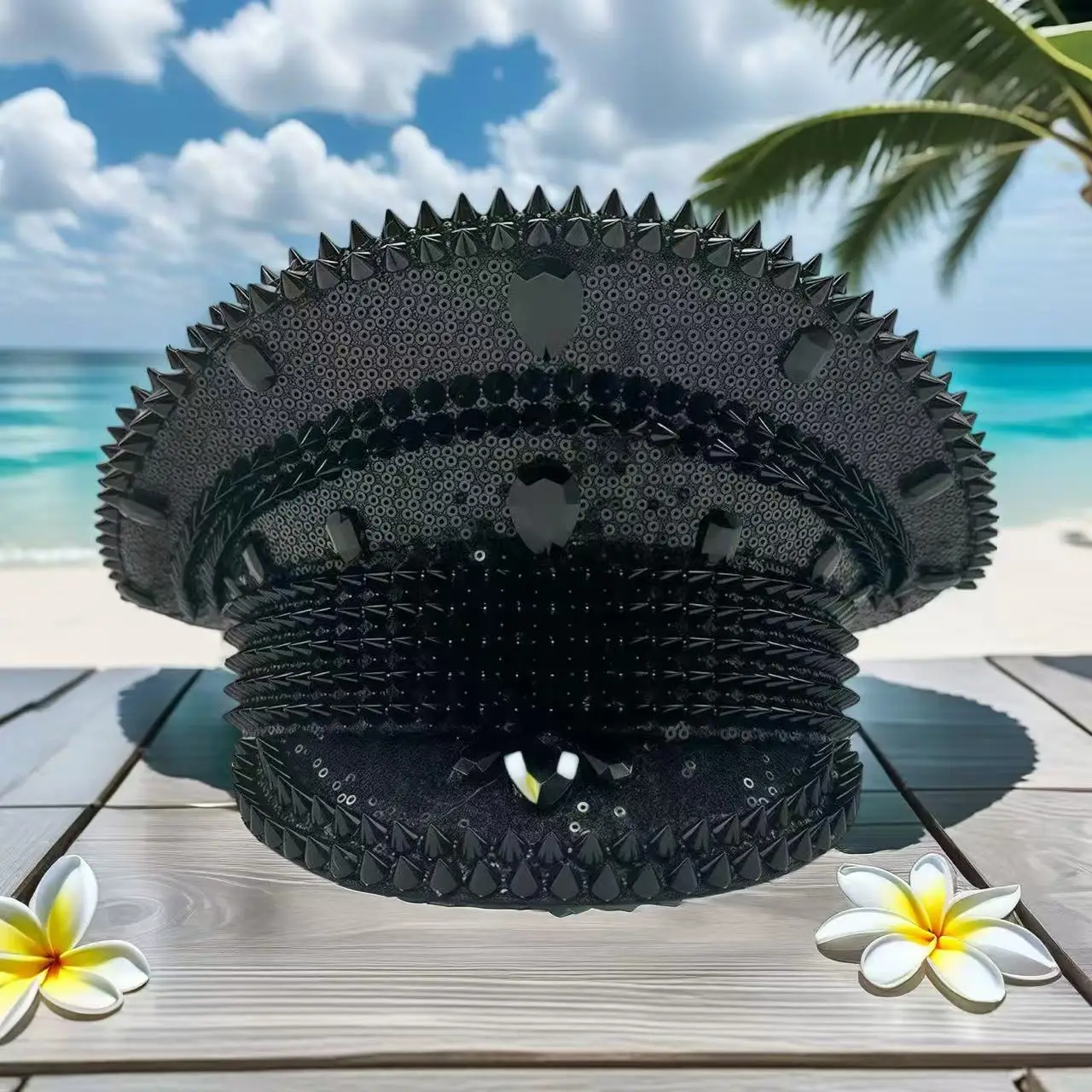 

Steampunk Captain Hat Rhinestone for Mardi Gras, Carnival, Rave Festivals Accessories ＆ Party Cap for Women & Men