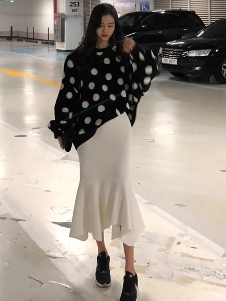 Jupe amincissante en velours côtelé pour femmes, avec ourlet en dentelle, corps portefeuille, mi-longue, printemps automne hiver, vêtements décontractés