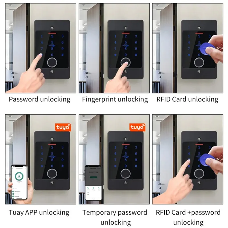 

Wifi Tuya App Smart Door Lock Keyboard RFID Access Controller Waterproof Metal Keypad Concealed Install Access Control-Y47A