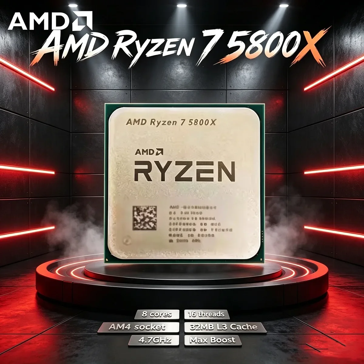 Procesador de Escritorio AMD Ryzen 7 5800X, R7 5800X, 8 Núcleos, 16 Subprocesos, 3.8 GHz, Socket AM4, CPU de hasta 4.7 GHz, 3200 MT/s DDR4, 7nm, L3= 32 M