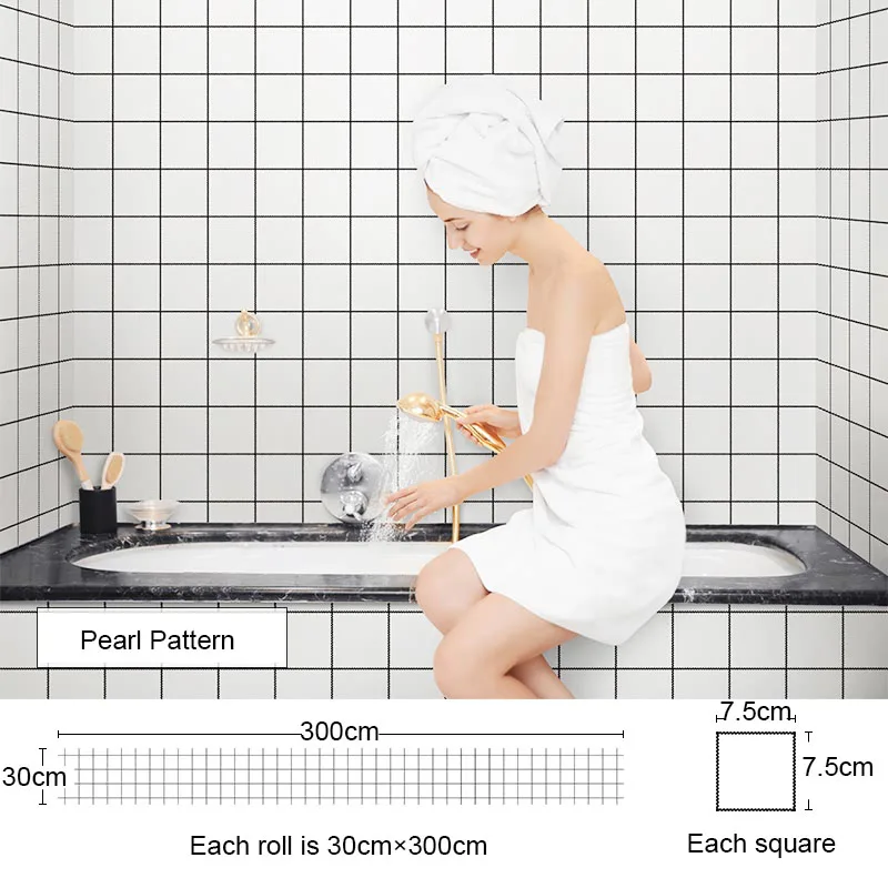 

Thickened Self-Adhesive Simple Wallpaper for Kitchen, Oil-proof Sticker for Bathroom and Toilet, Waterproof Tile Sticker