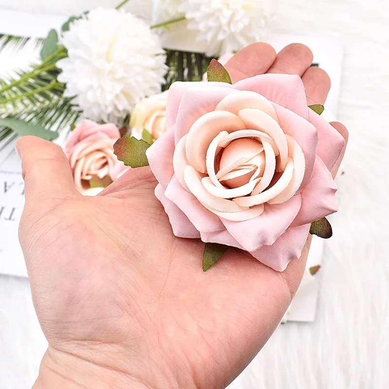 6-7cm 20pcs White Rose Artificial Silk Flower Heads Decorative Scrapbooking Home Wedding Birthday Decoration Fake Rose Flowers