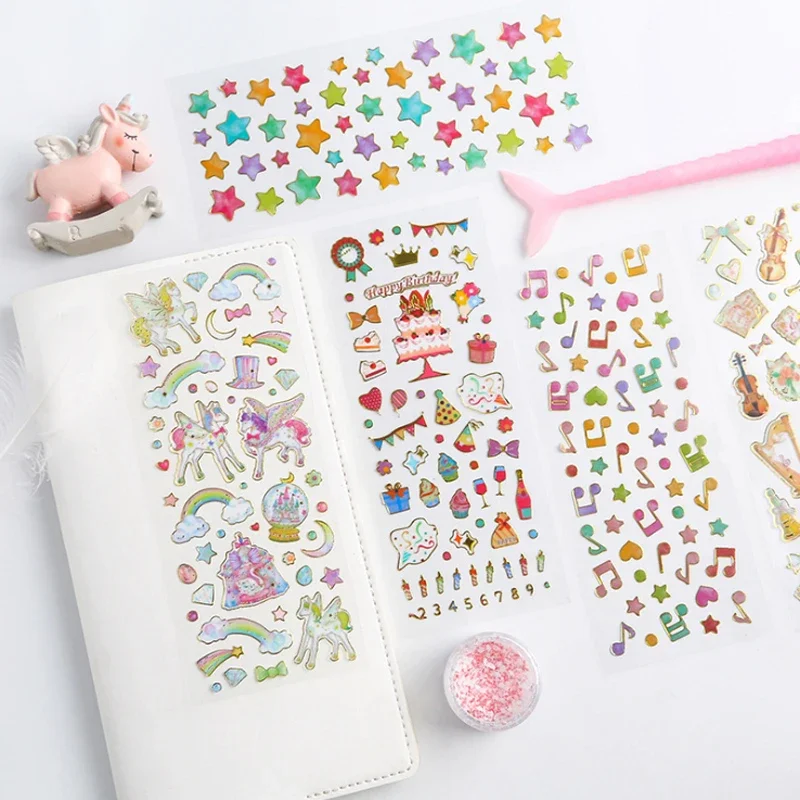 1Pcs/lot Cute Hot Stamping Tansparent Children Notebook Stationery Decorative Stickers Office & School Supplies