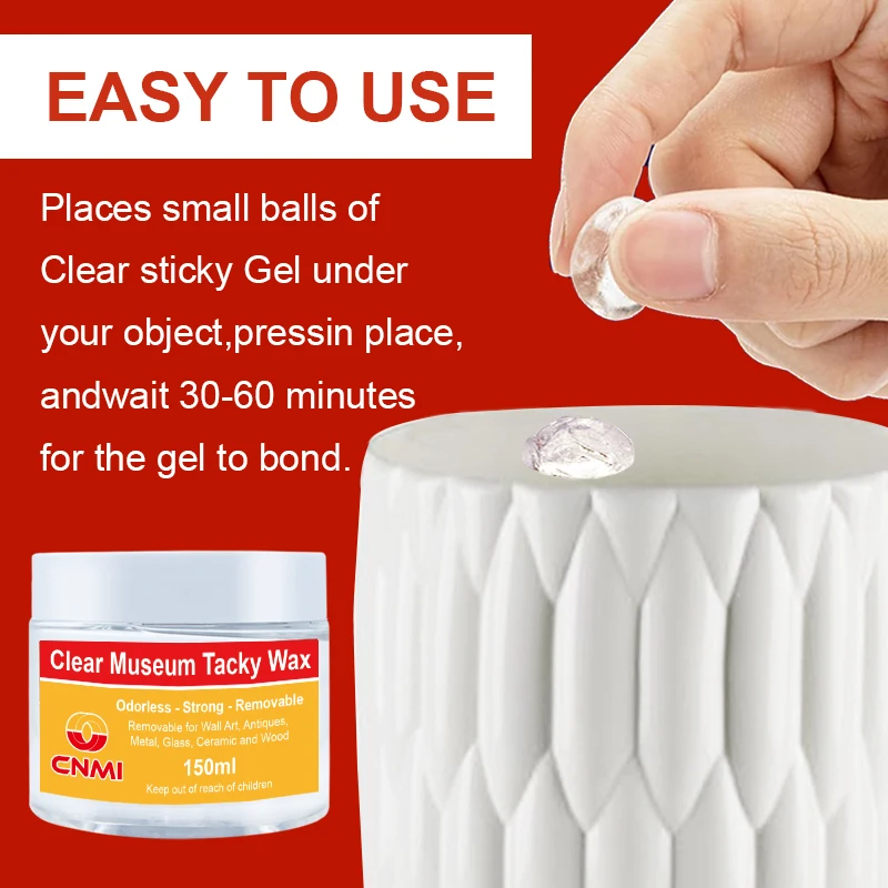 

30ml Clear Tacky Wax Museum Adhesive Sticky Putty Removable and Waterproof Adhesive for Festival Decoration and Glass Anchoring