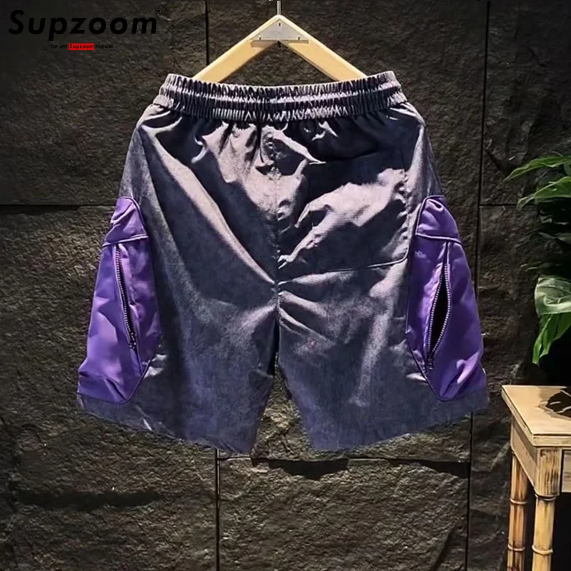 Supzoom New Arrival Summer Loose Casual High Street Trendy Contrast Color Stitching Pocket Personalized Workwear Shorts Men