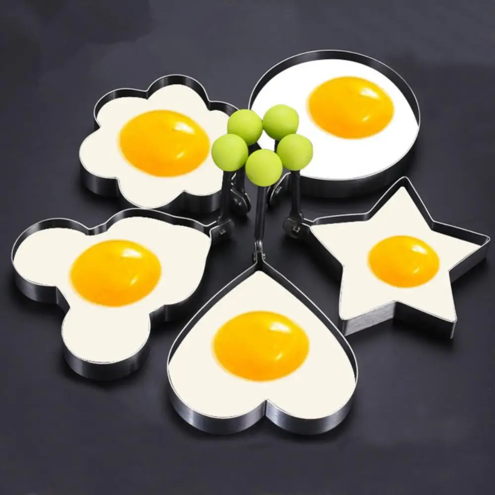 1 Set Stainless Steel Fried Egg Pancake Shaper Omelette Mold Heart Star Shape Frying Egg Mould Cooking Tools Kitchen Gadget