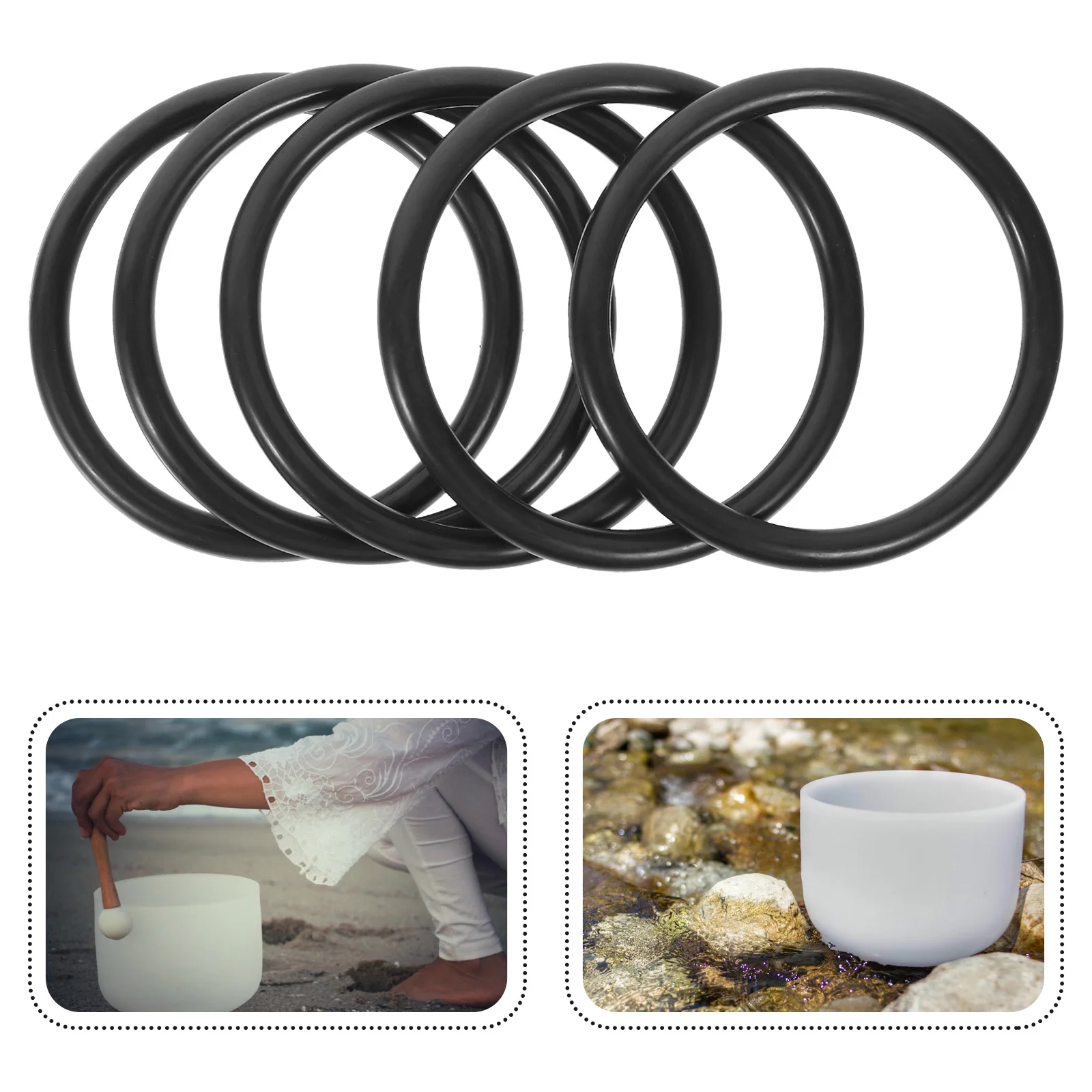 

5 PCS Crystal Bowl Washer O-rings for Singing Sound Cushion Mat 85X85X07CM Buddha Tibetan Bowls Black Meditation
