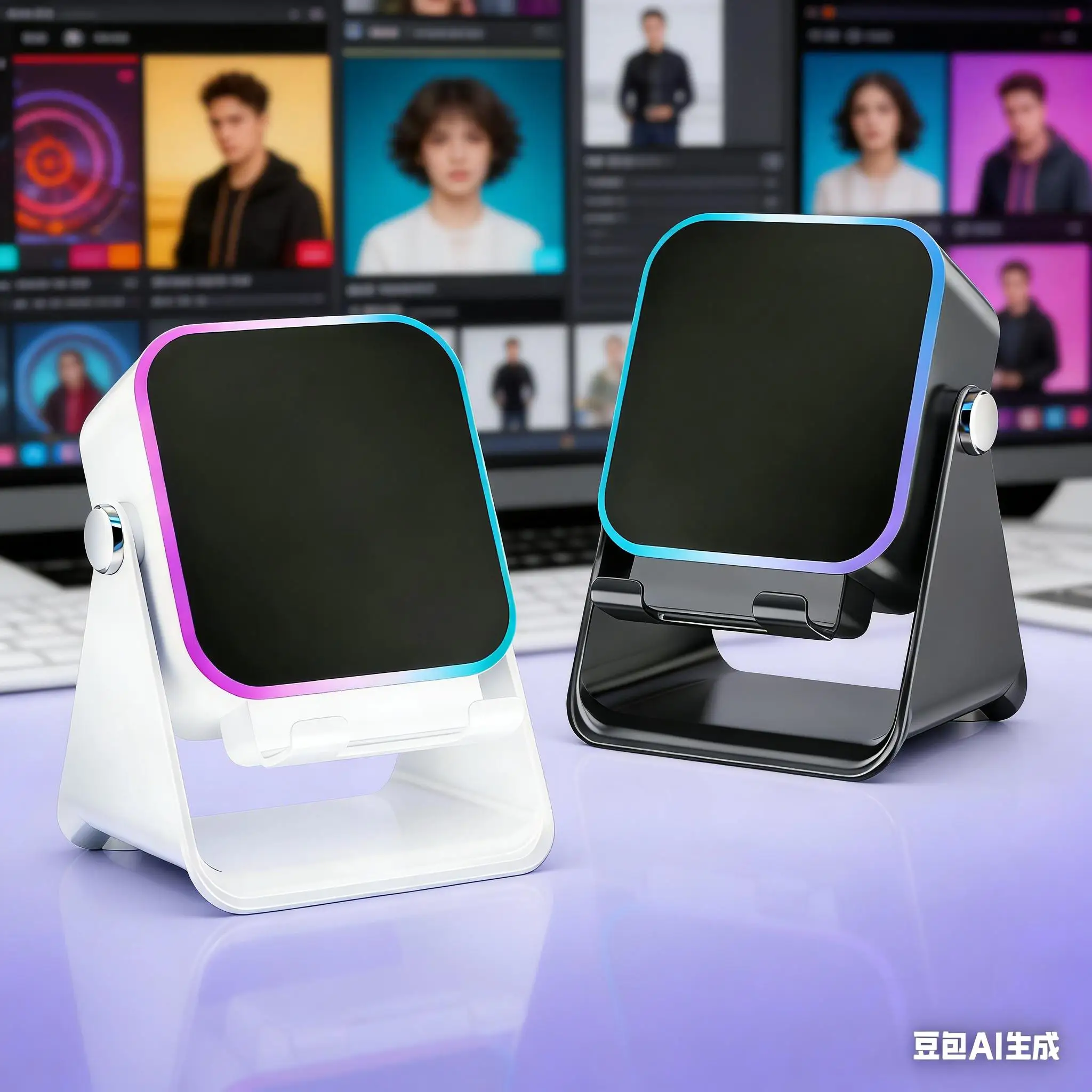 Wireless Induction Audio Speaker Stand, 5in1 Cellphone Holder, 3500mAh Rechargeable Emergency Power Bank,360° Adjustable Mobile