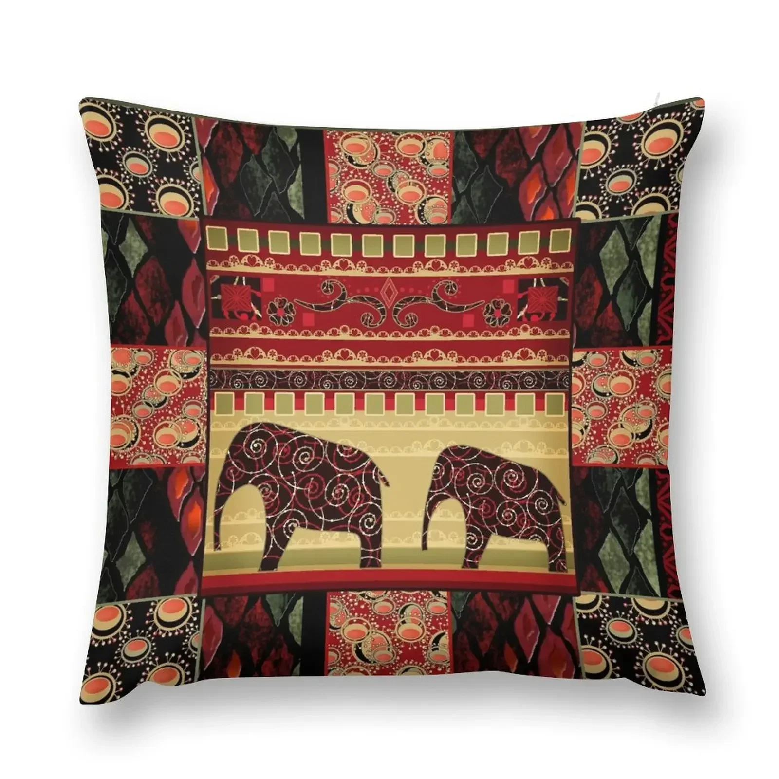 

African print with elephants Throw Pillow Marble Cushion Cover Pillowcase christmas supplies pillow