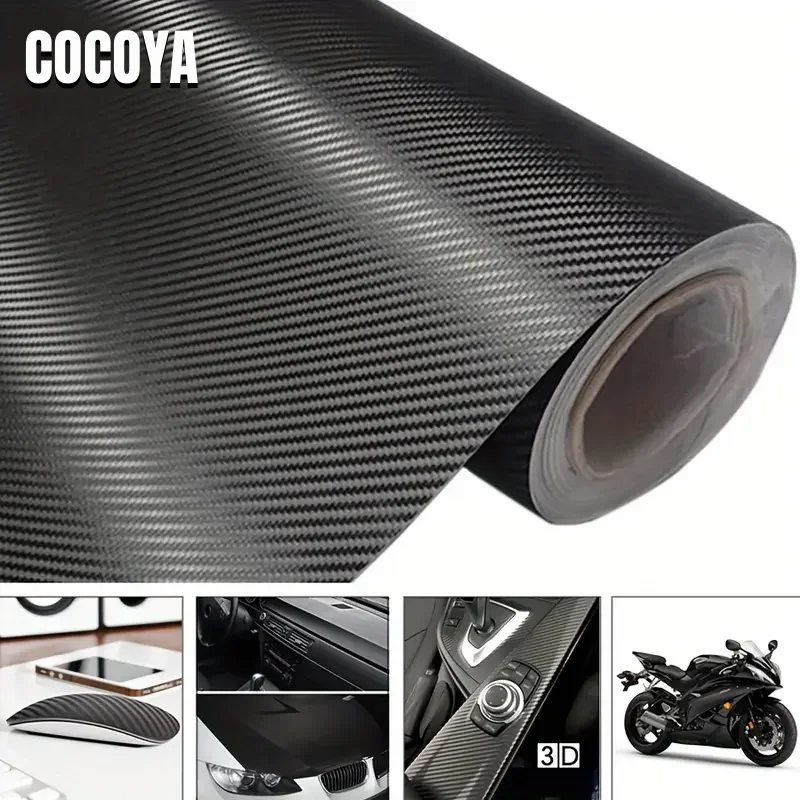 3D 6D Carbon Fiber Car Film Sticker, Self Adhesive Leather for Automotive Use Sheet, Vinyl Wrap Film Protective Film Stickers