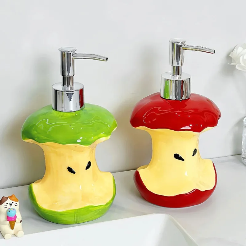크리 에이 티브 애플 로션 빈 병 세라믹 가정용 화장실 프레스 유형 핸드 워시 샴푸 분할 항아리