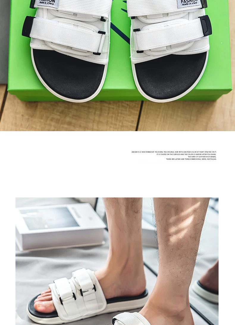 Herren Outdoor-Hausschuhe, für den Innenbereich, lässige Hausschuhe, rutschfest, weicher Boden, Hakenschlaufen-Hausschuhe, modische Strand-Sommersandalen, Flip-Flop – Detail 12
