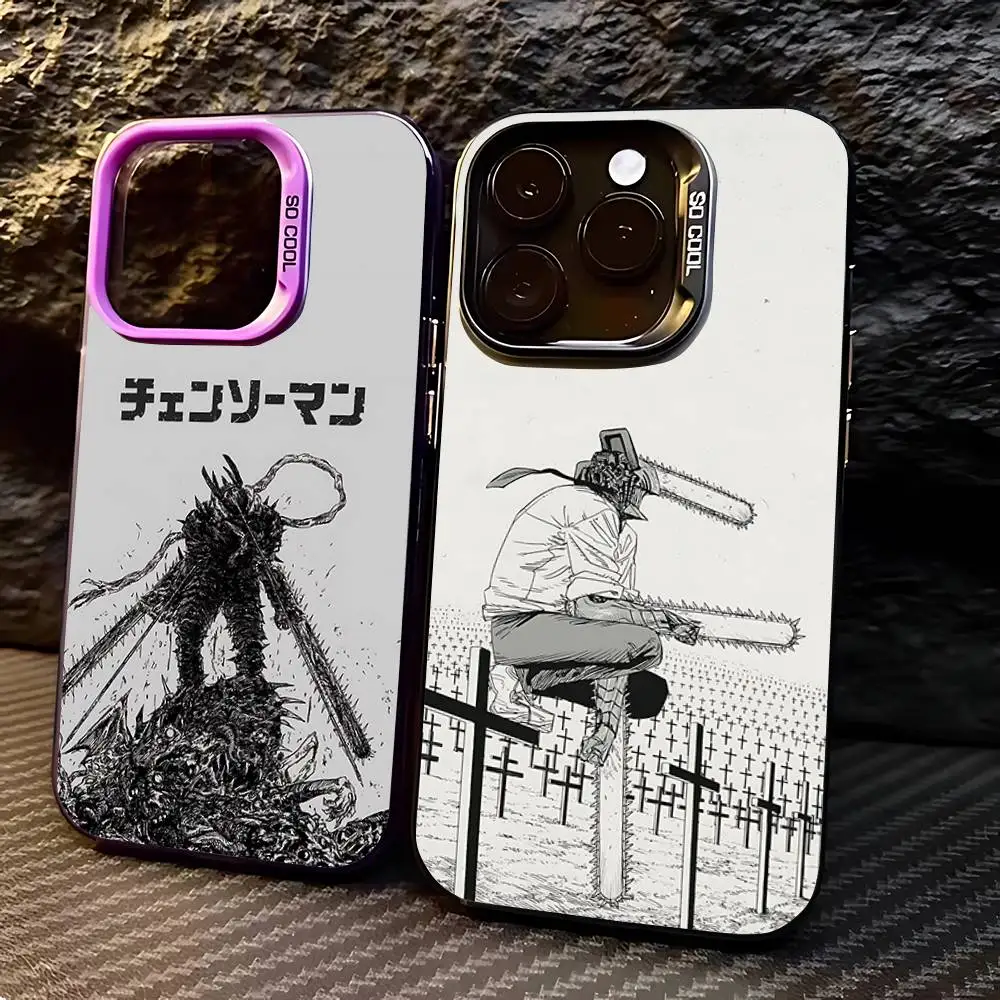 Funda para Teléfono con Diseño de Anime C-Chainsaw Man para iPhone 17 16 15 11 12 13 14 Pro Max 16 Plus 12 Mini 7 8 XR XS 15Pro MAX Cove