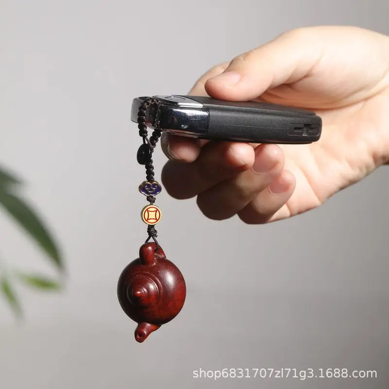 Rosewood car keychain , small piece, teapot handle accessory, unisex phone chain pendant