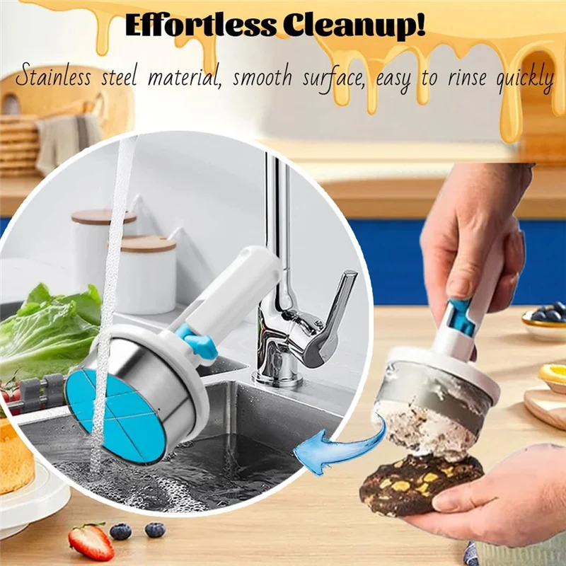 A24P DIY 아이스크림 샌드위치 메이커 스테인레스 스틸 한 손으로 아이스크림 스쿠프 쿠키 금형 도구 스푼