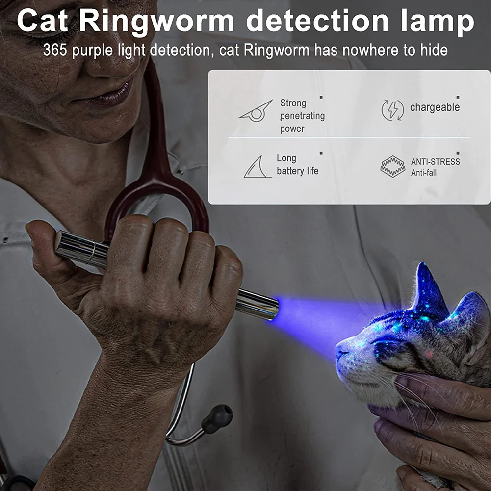 Houten Lamp Draagbaar, Uv Zwart Licht Voor Hond/Kat Verzorging, Kat Ringworm Detector, Huisdier Urine Detector, Oplaadbaar