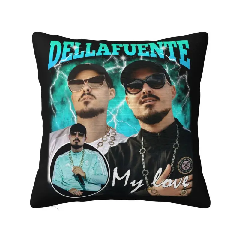 Vintage Rapper Dellafuente Bootleg Cushion Cover 45x45cm Soft Throw Pillow Case Sofa Chair Square Pillowcase Bedroom Decoration
