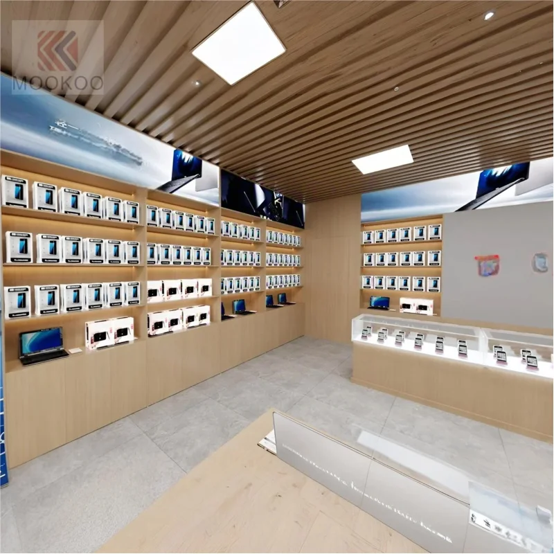 custom.Durable Mobile Phone Shop Interior Design Showcase Cellphone Display Cabinet Phone Digital Store