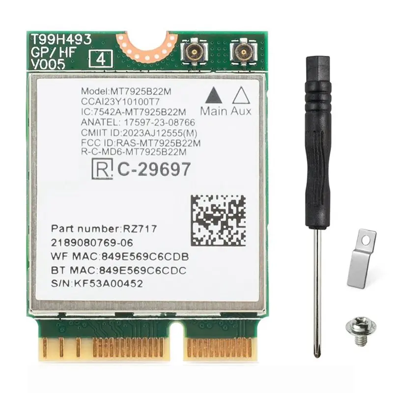 a53m-mt7925-wi-fi-7-ワイヤレスカード-ネットワークアダプター-6500mbps-トリバンド-bluetooth-54-80211be。ノートパソコン用。windows-11、linuxに対応。