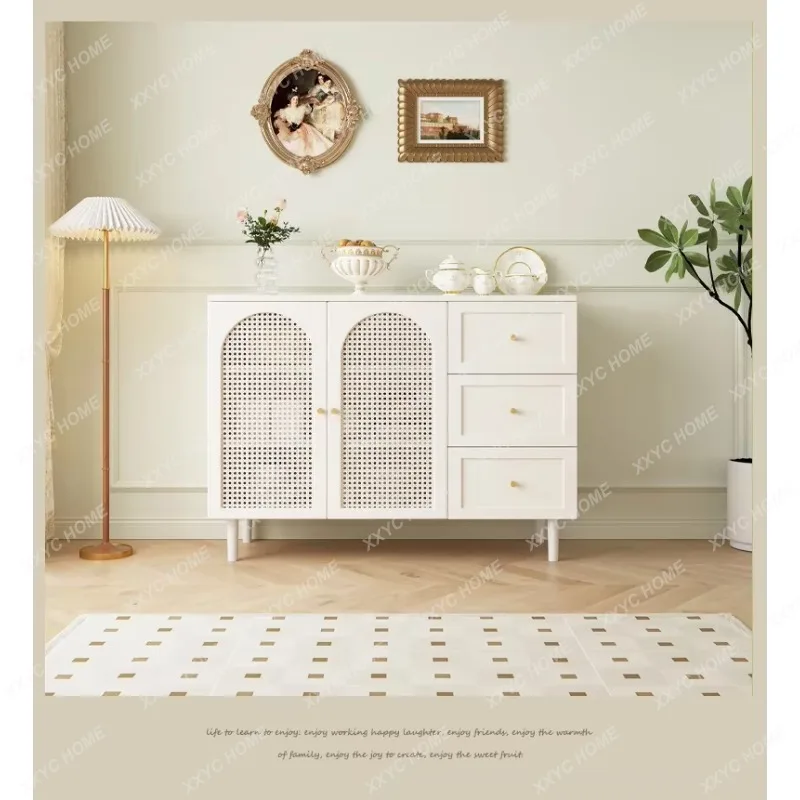 XXModern Living Room Cabinets Rattan Vintage Glass Display Cabinets Drawer Simplicity