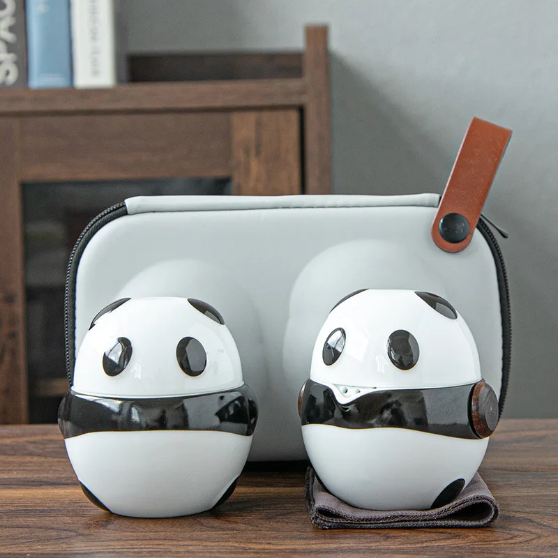 

Panda Express Cup Portable One Pot Two Cup Travel Tea Set Tea Caddy Set Ceramic Kung Fu Tea Set Tea Making Set