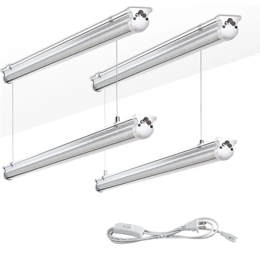 

4FT LED Shop Light Garage Lights,50W 6000K 7500LM White Light,Hanging Surface Mount,Plug and Play,Linkable T8 LED Shop Lights,Co