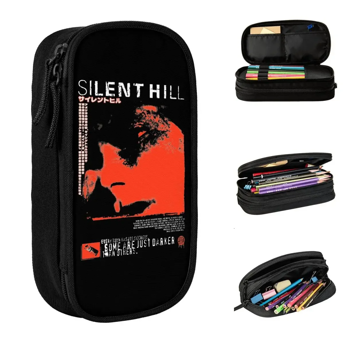 Silent Hill Red Variant Pencil Case Horror Game Pencilcases Pen for Student Big Capacity Pencil Bags Office Gifts Stationery