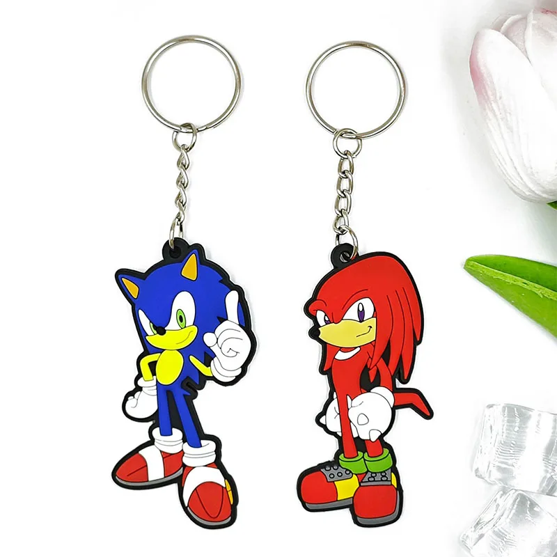 LLavero de Sonic The Hedgehog, figura de Anime, coche de dibujos animados, llavero de PVC, colgante de bolsa de pareja, decoración pequeña, colgante de bolsa de regalo, venta al por mayor