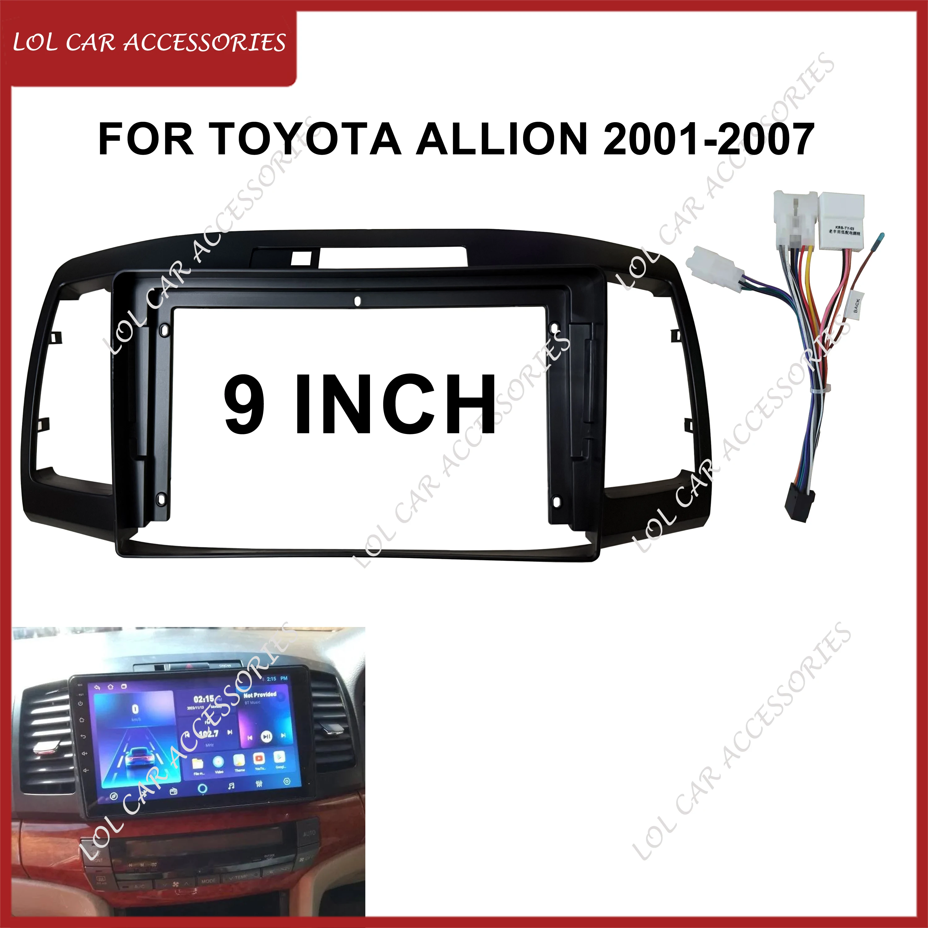 9 Inch For Toyota ALLION 2001-2007 Car Radio Stereo Android MP5 GPS Player 2 Din Head Unit Fascia Panel Dash Frame Cover