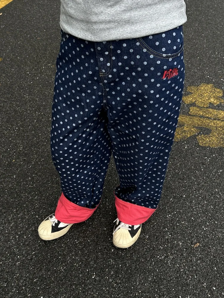 

EAHO Polka Dot Bow Tie Embroidered Cuffed Denim Pants Women Loose Wide Leg Straight Long Trousers Summer Regular Thi Jeans