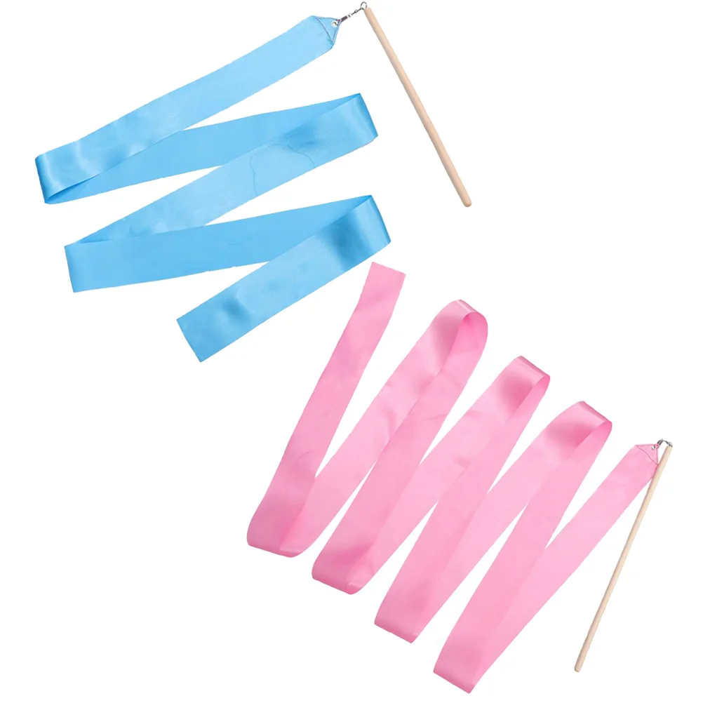 

2pcs Bright Color Dancing Ribbons For Fitness Gymnastics Ribbons Dance Streamers Performing Gymnastics Ribbon Artistic Dancing
