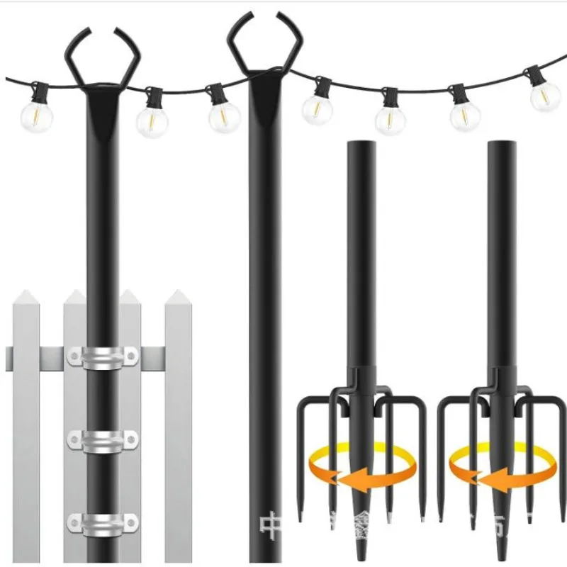 Outdoor String Light Pole Stand Garden Patio Staked Support for Yard