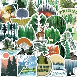 10/50PCS Cute Green Natural Animals Trees Forest Stickers Aesthetic Decals DIY Scrapbook Laptop Luggage Skateboard Car Sticker