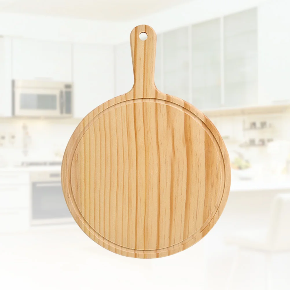 

Wooden Pizza board Round with Hand Pizza Pan Baking Tray Pizza Stone Cutting Board Platter Pizza Bamboo Cake Bakeware(8 Inch,Var