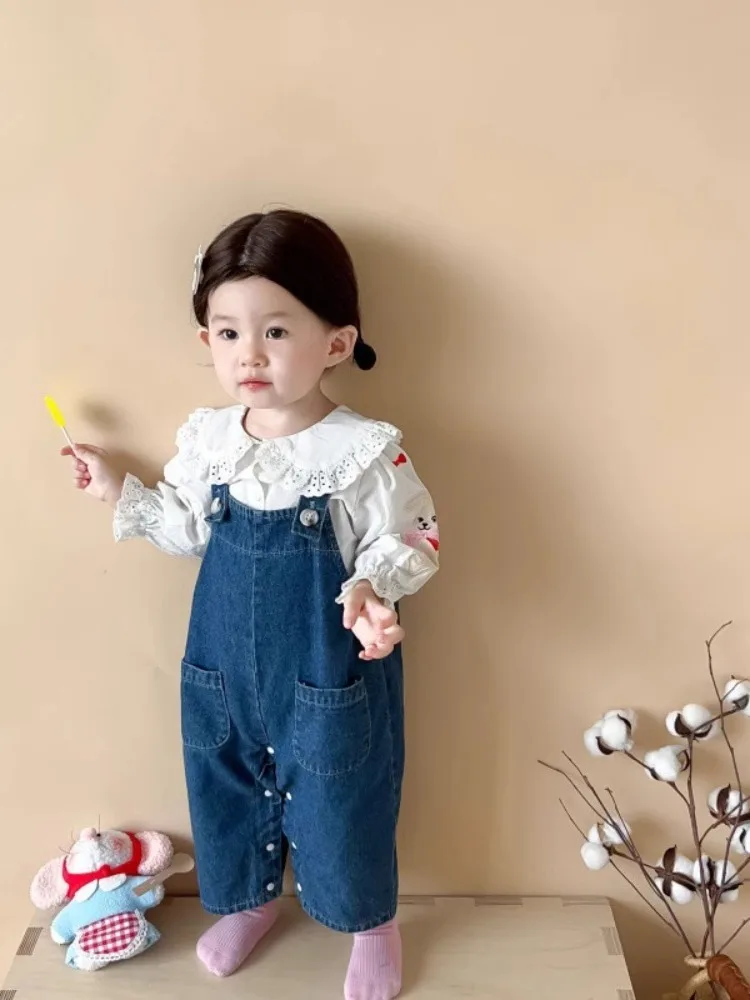 Baby Outfit Herbst Koreanische Sle Infant Denim Strap Rer Anzug für Babys Weiche Denim Strap Outwear ex Baby Kleidung