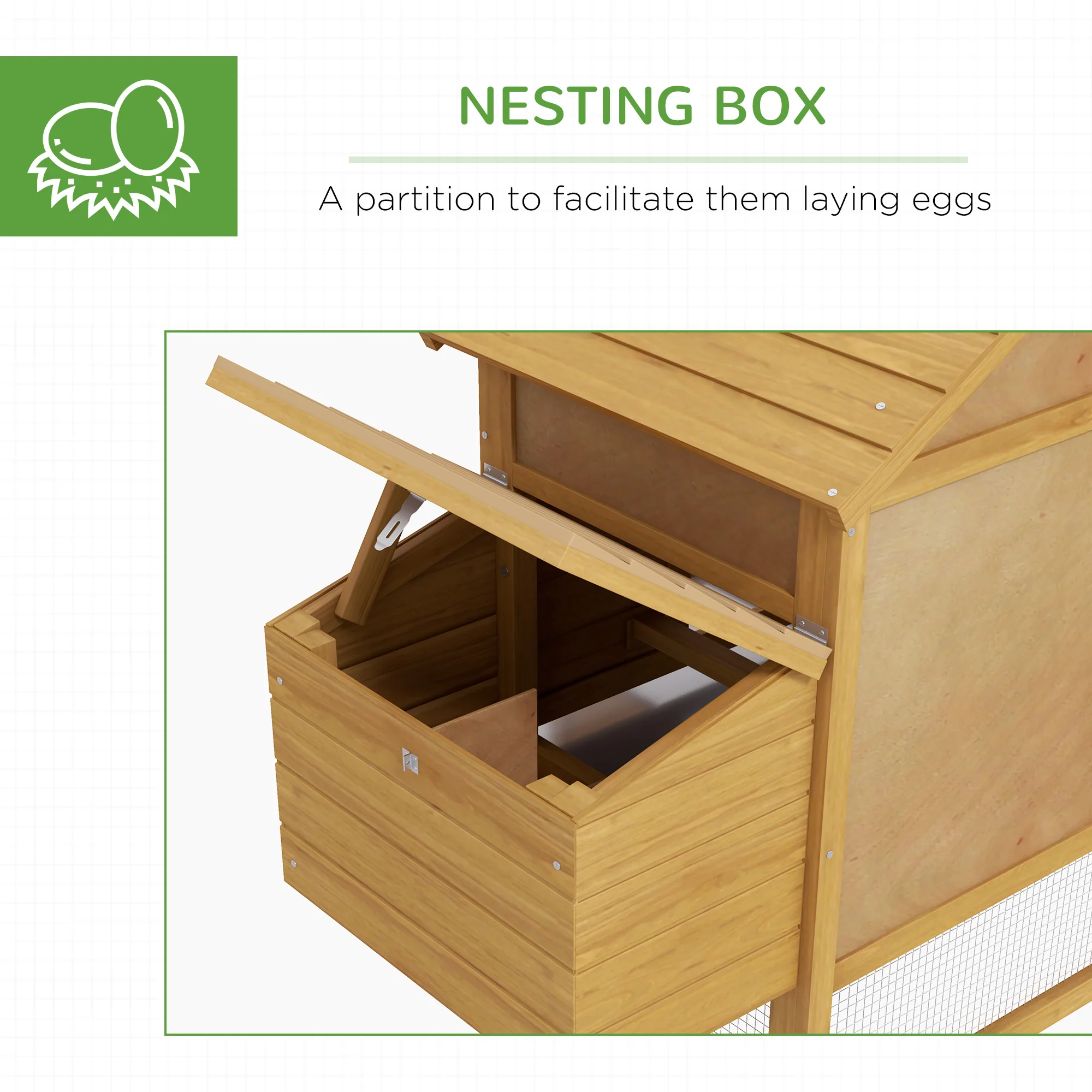 PawHut Small Chicken Coop with Run Hen House Poultry Coops Cages Nesting Box 150.5 x 54 x 87cm