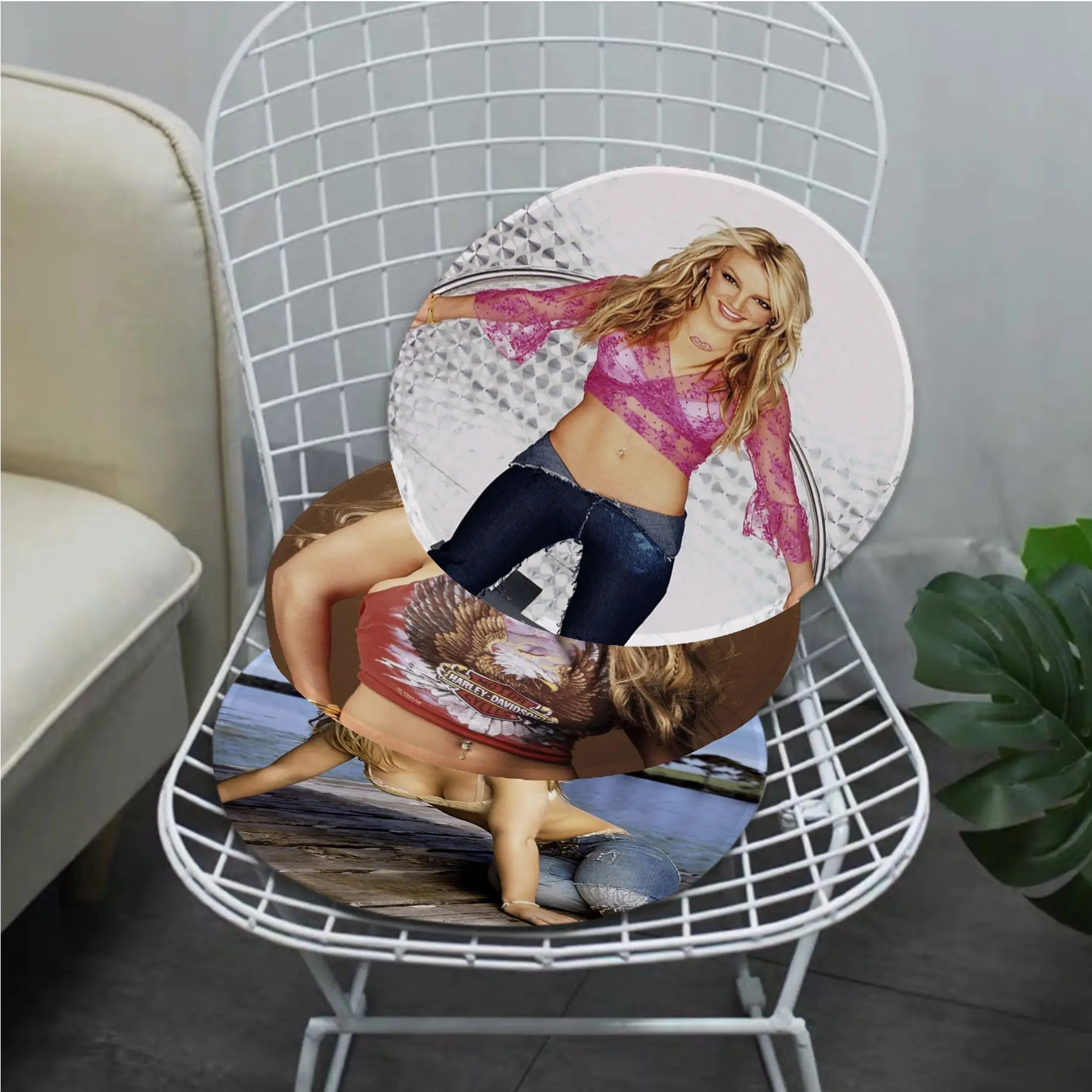 

Britney Spears Square Dining Chair Cushion Circular Decoration Seat For Office Desk Stool Seat Mat
