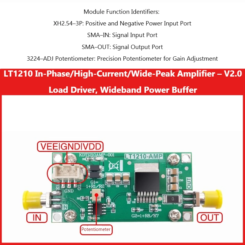 وحدة مكبر للصوت LT1210، إصدار مضخم الصوت للسائق V2.0، محرك سيراميك كهرضغطية، عازلة تيار عالية KDT1210AMP-001 #4