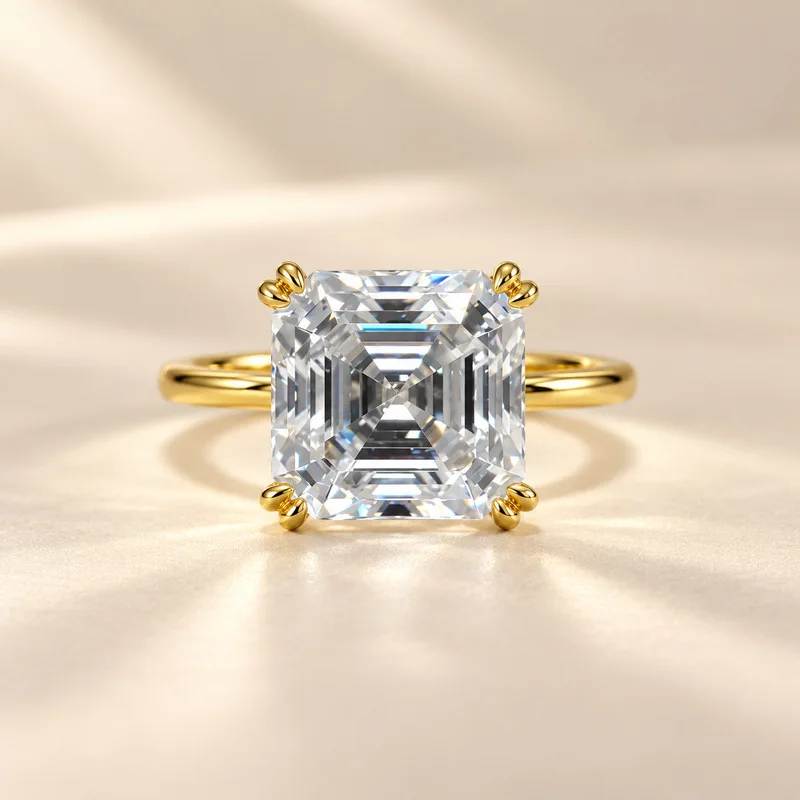 CKT Pure 18K Gold 5CT Moissanite Ring For Women Gemstone Couples Wedding Engagement Fine Jewelry Gift