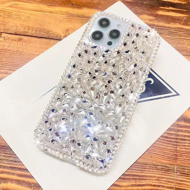 Для iPhone 16 15 14 13 12 Mini 11 Pro XS Max XR X 8 7 Plus Супер модный полностью блестящий маленький кристаллический бриллиант прозрачный чехол для телефона