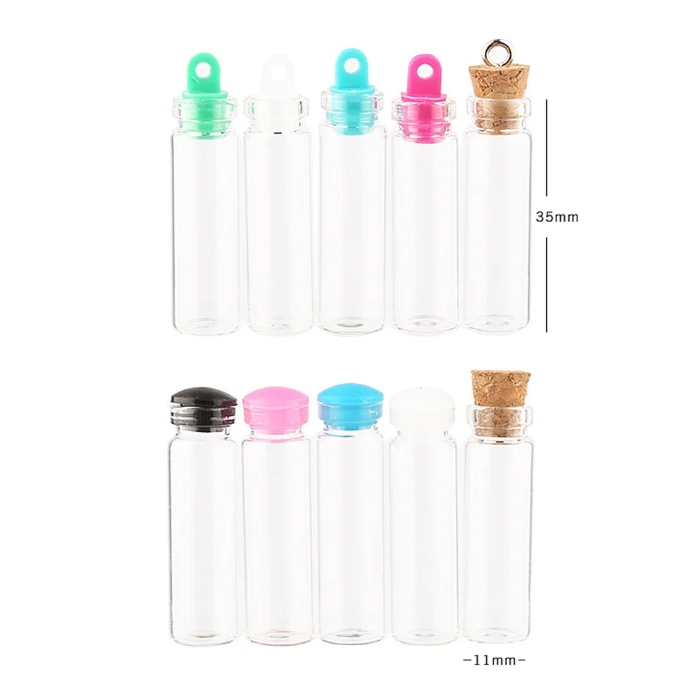 

50Pcs Clear Mini Glass Wish Bottles Small 11x35mm Wooden Cork Drift Bottles for Necklace Pendants Decoration Gifts