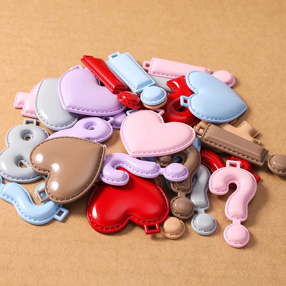 5pcs Cute Enamel Love Heart Charms Question Mark Pendant for Jewelry Making Necklace Earrings DIY Handmade Accessories Supplies
