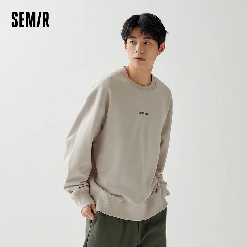 Semir Sweatshirt Men Autumn Couple Tops Fashion Contrast Color Printing Clothing Simple Versatile Loose Elastic Casual Clothing