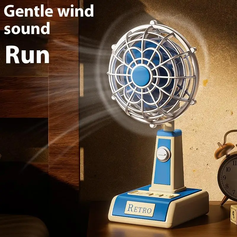 

Настольный вентилятор USB перезаряжаемый тихий охлаждающий портативный винтажный мини-вентилятор с 3-скоростным мощным потоком воздуха для дома, путешествий на открытом воздухе