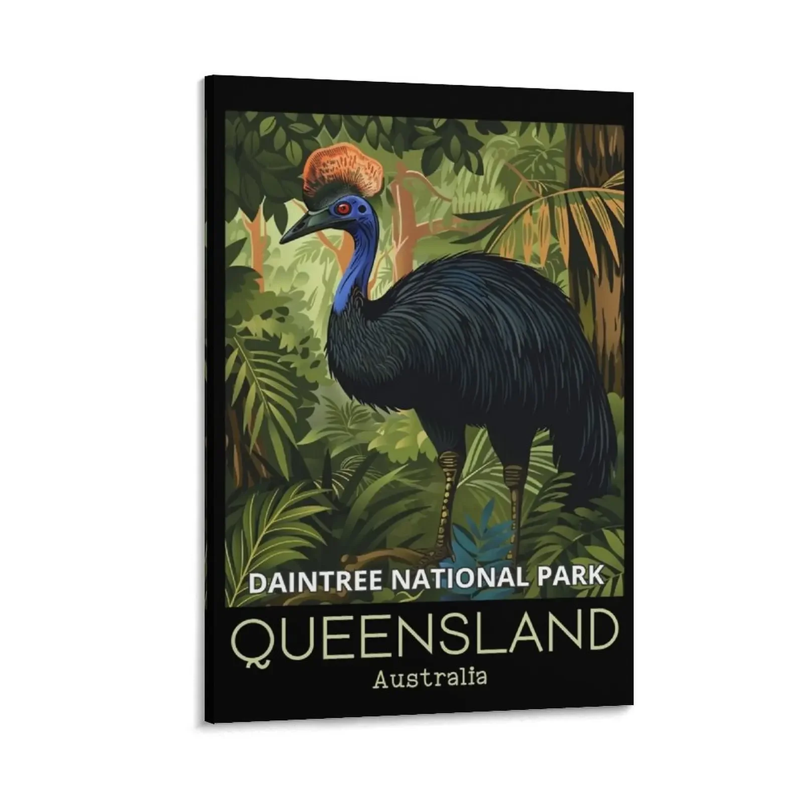 

A Vintage Travel Illustration of a Cassowary in Daintree National Park - Australia Canvas Painting Decoration pictures room wall